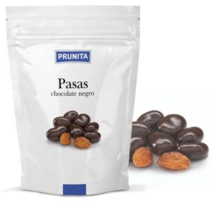 Fotografía de frutos secos Prunita con chocolate. Frutos secos con chocolate - Pasas con chocolate - Pistachos - arandanos - almendras - Prunita - Quiero Delicatessen - Villena - Alicante