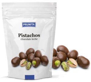 Fotografía de frutos secos Prunita con chocolate. Frutos secos con chocolate - Pasas con chocolate - Pistachos - arandanos - almendras - Prunita - Quiero Delicatessen - Villena - Alicante