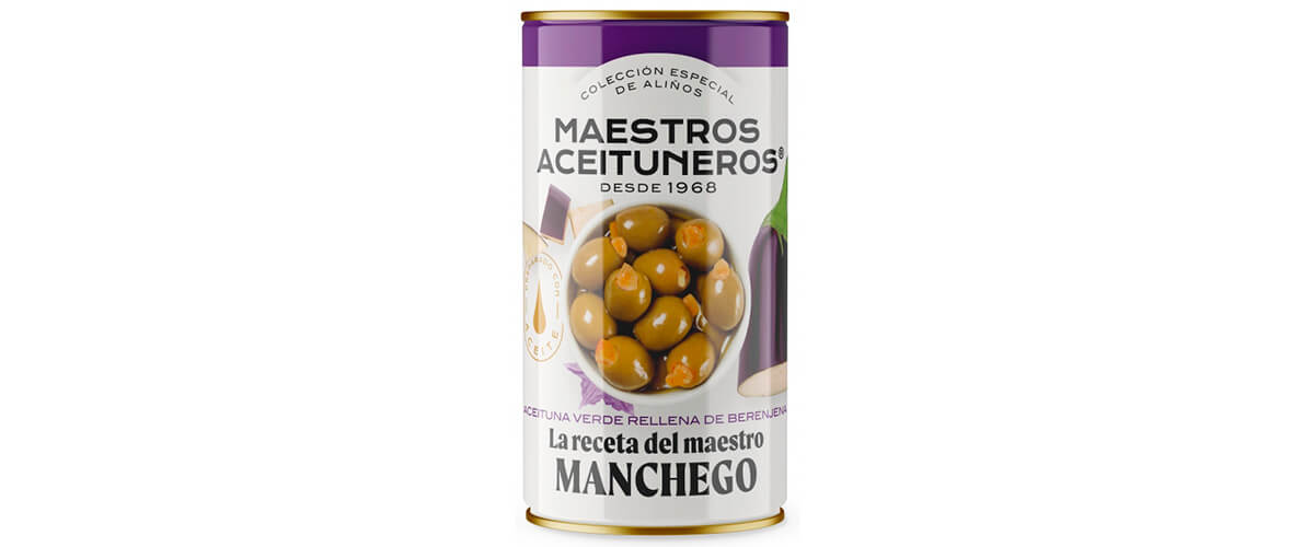 Imagen con un bote de aceitunas. maestros aceituneros, aceitunas, olivas, encurtidos, quiero, delicatessen, villena, alicante