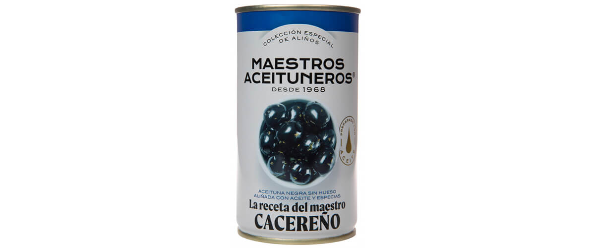 Imagen con un bote de aceitunas. maestros aceituneros, aceitunas, olivas, encurtidos, quiero, delicatessen, villena, alicante