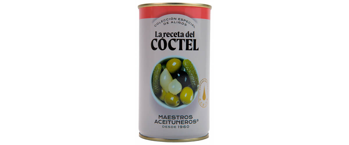 Imagen con un bote de aceitunas. maestros aceituneros, aceitunas, olivas, encurtidos, quiero, delicatessen, villena, alicante