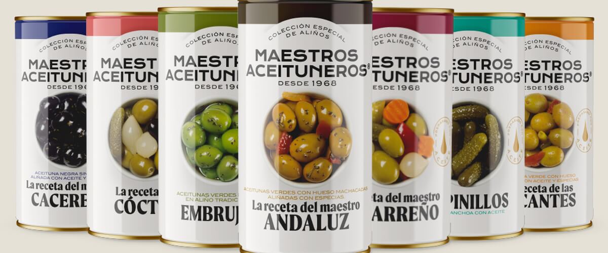 Imagen con un bote de aceitunas. maestros aceituneros, aceitunas, olivas, encurtidos, quiero, delicatessen, villena, alicante