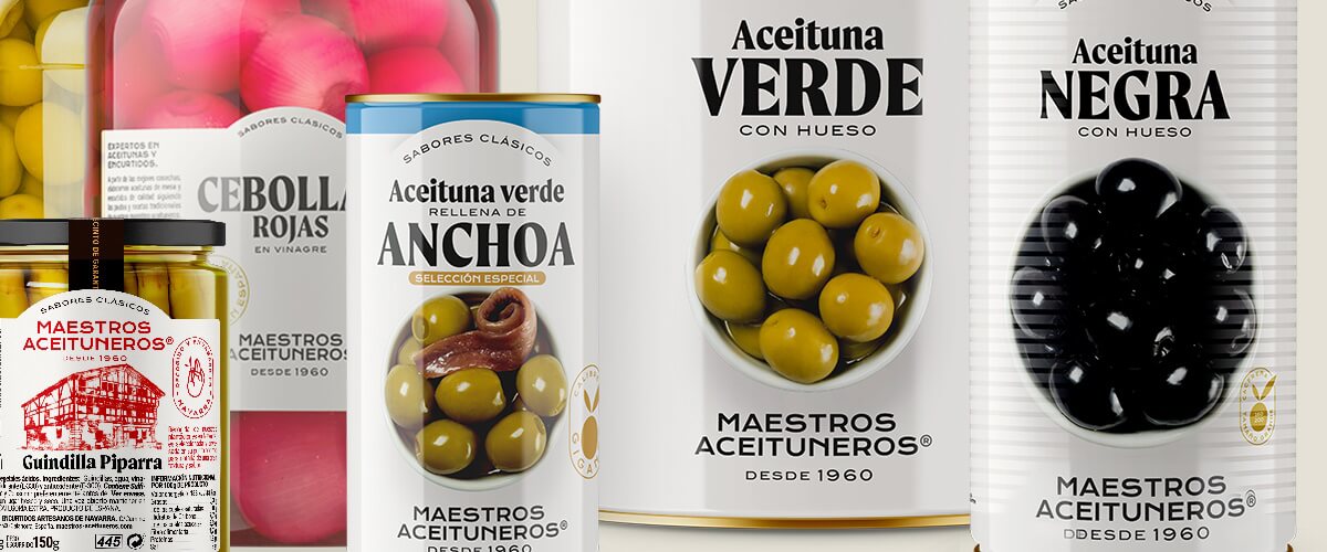 Imagen con un bote de aceitunas. maestros aceituneros, aceitunas, olivas, encurtidos, quiero, delicatessen, villena, alicante