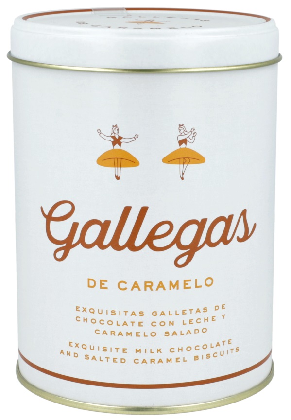Lata Galletas Gallegas de Chocolate con Leche y Caramelo, 250 gr
