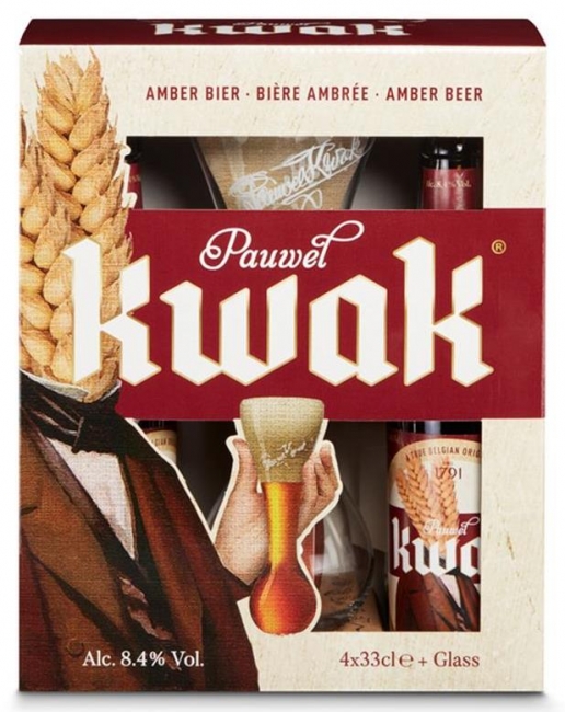 Estuche 4 Cervezas Kwak + Vaso